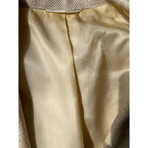 Vintage Mr Sid Silk & Wool Bespoke Suit Jacket Blazer Pale Yellow Beige 40 SG - Picture 11 of 12